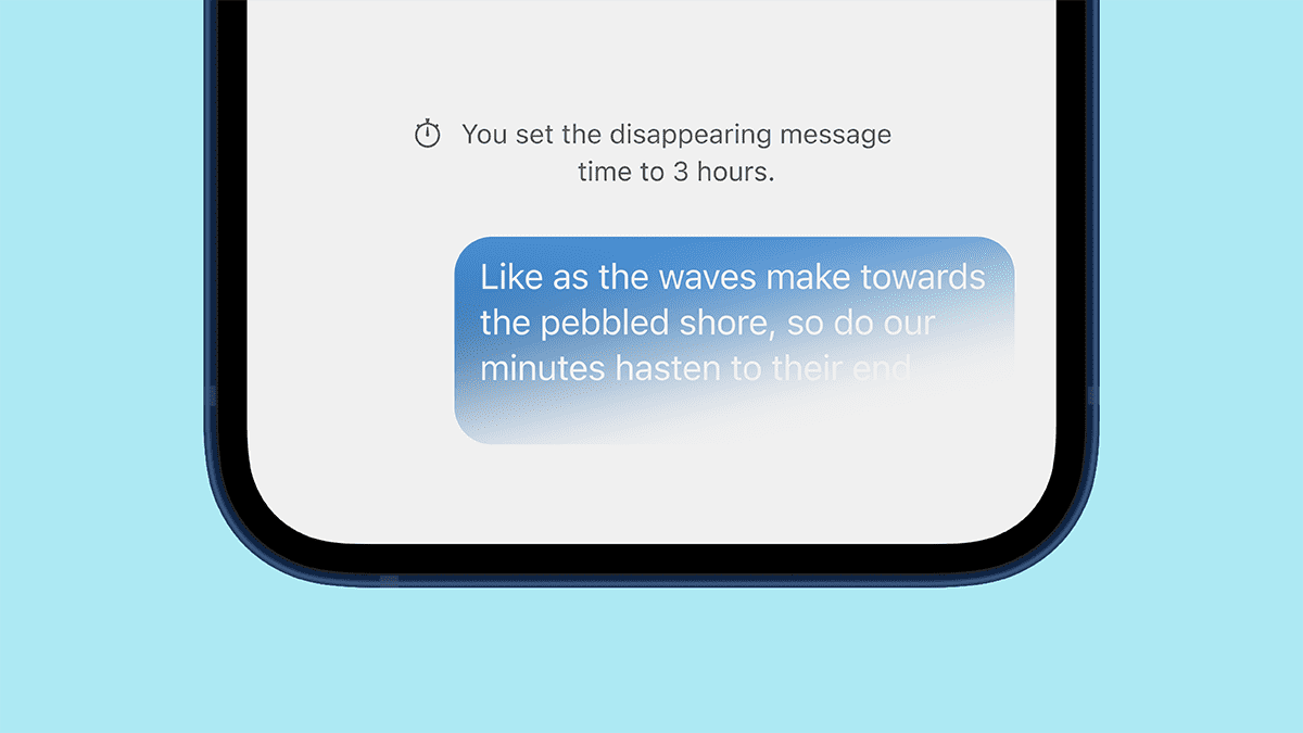 A message fades from conversation with disappearing messages configured.