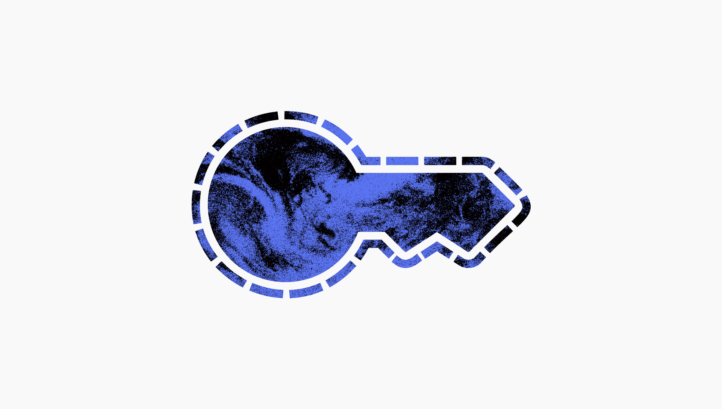 A stylized illustration of a key with a blue-black background.