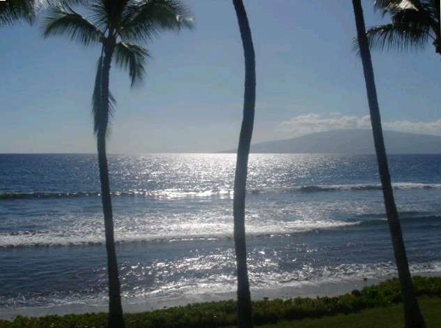View of the beach at Puamana, island of Maui.